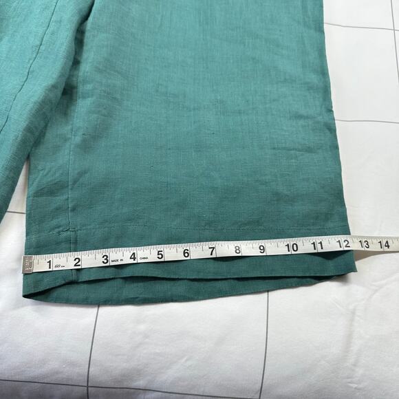 JCrew Pants Womens Large Green Spruce Seaside Wide Leg Linen Relaxed Drawstring - Picture 11 of 11